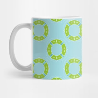 Trendy Green Blue Life Belt Pattern Mug